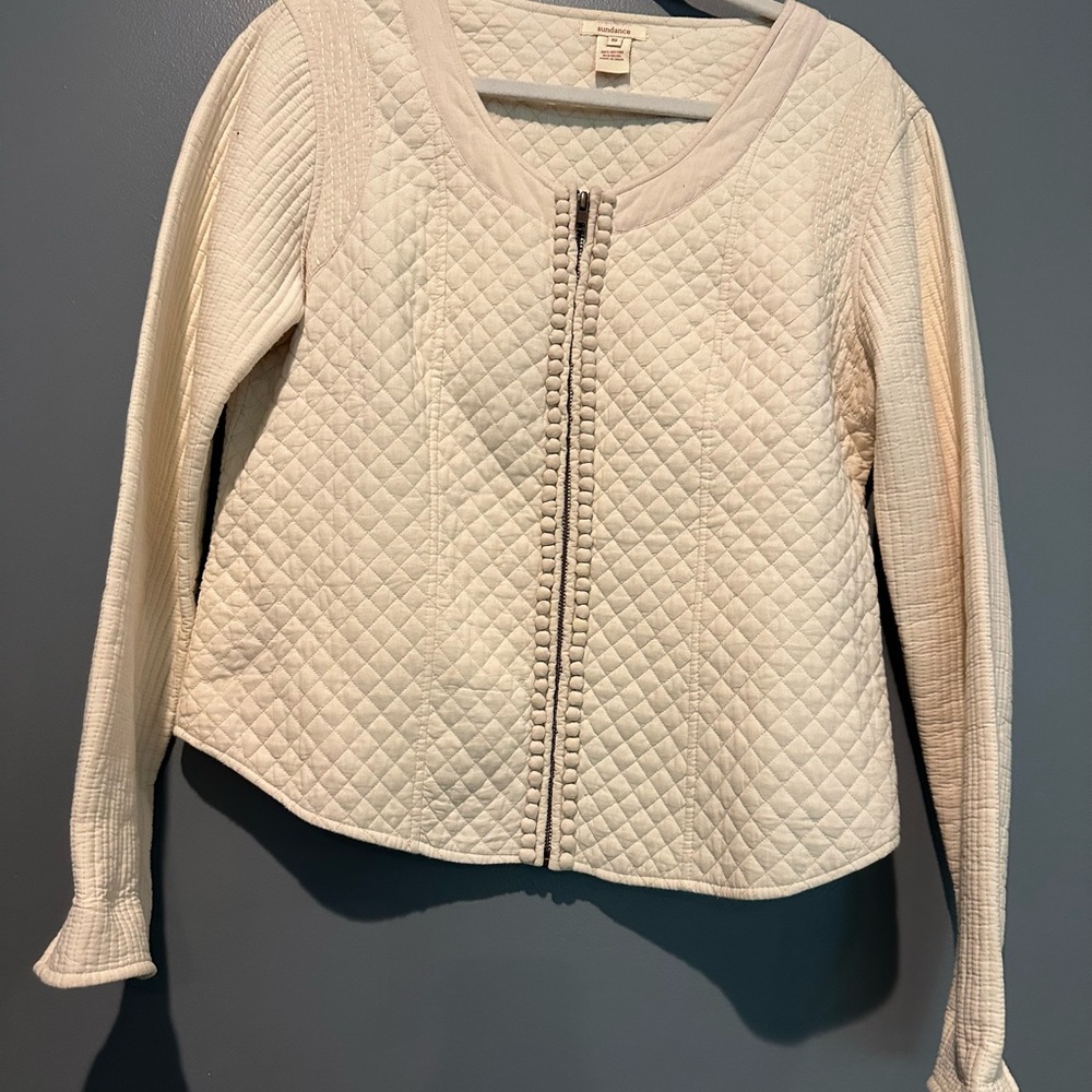 Sundance Cream Quilted Bomber Jacket- Size 10